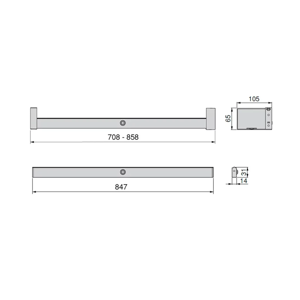 Drążek LED do szafy 858MM CASTOR z czujnikiem Mokka Emuca