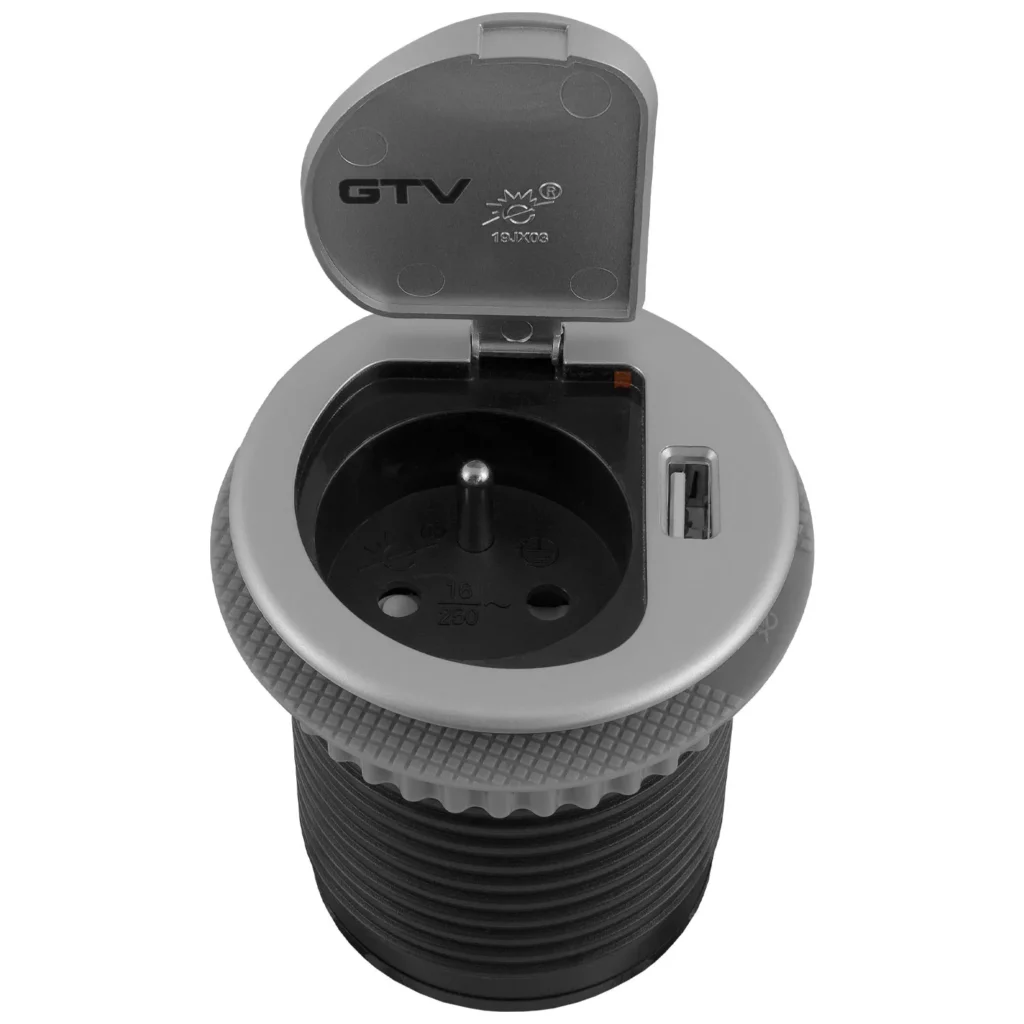 Gniazdo wpuszczane chowane w blat fi 60 USB Charger Mini GTV