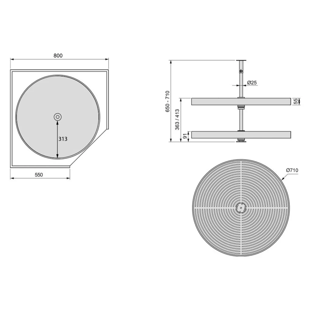 Półka obrotowa SHELVO 1/1 fi 710mm Emuca