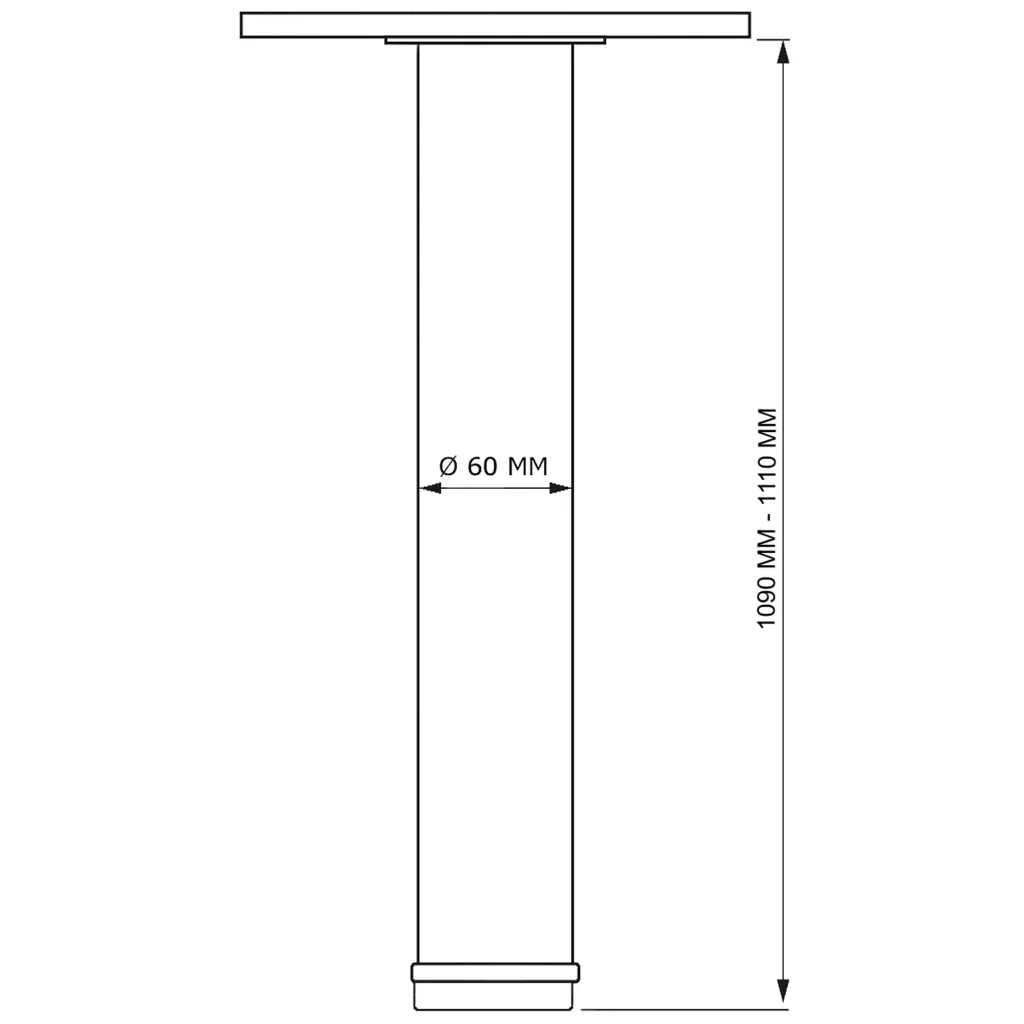 Noga meblowa do stołu H-1100 fi 60mm