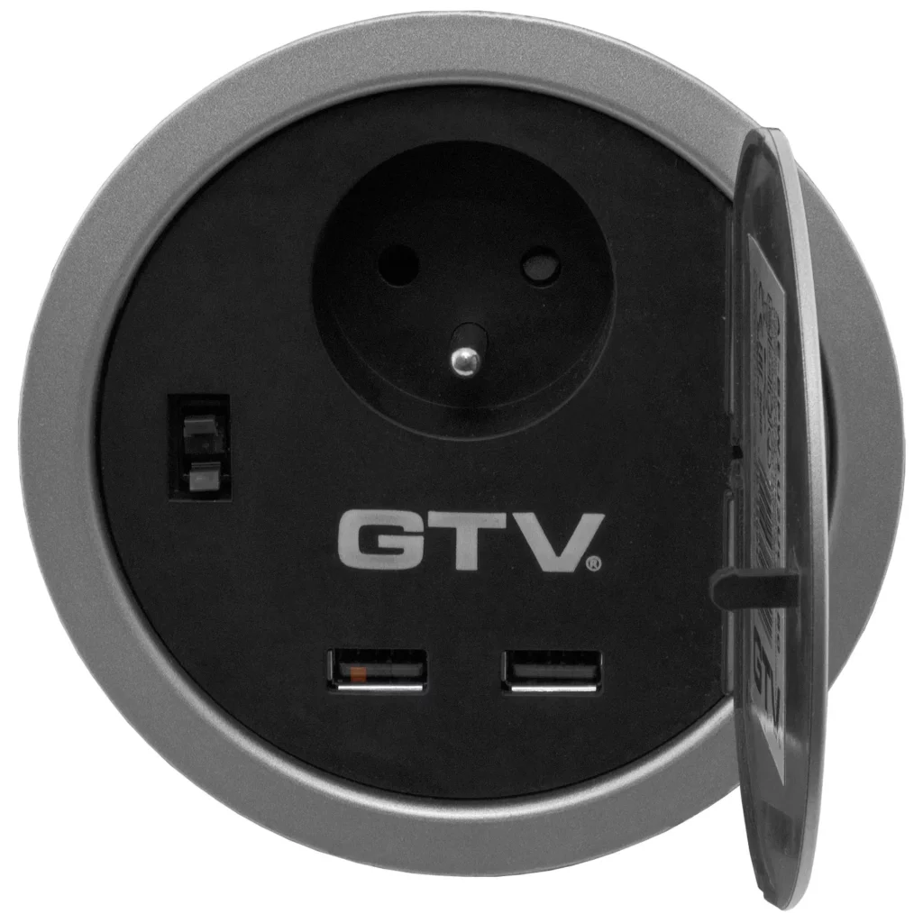 Gniazdo wpuszczane chowane w blat fi 100 USB Charger Szare GTV