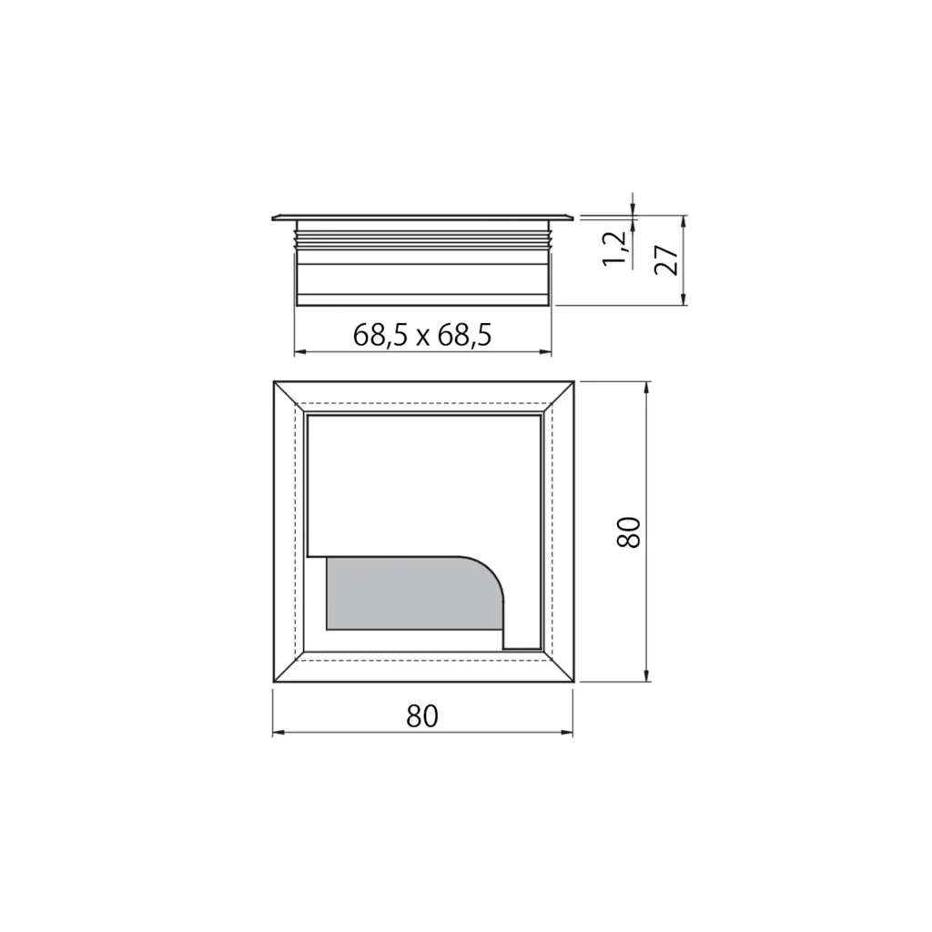 Przepust kablowy aluminiowy kwadratowy 80x80mm Merida