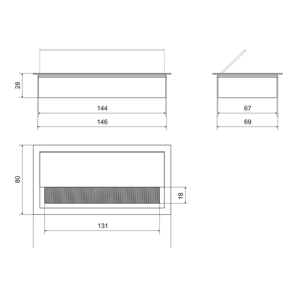 Przepust kablowy aluminiowy prostokątny 160x80mm