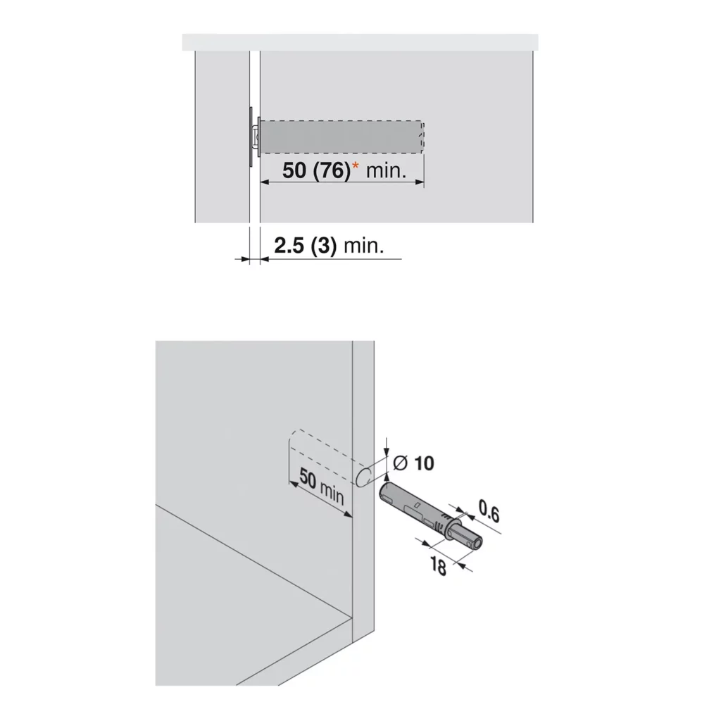 TIP-ON 956.1004 adapter 956.1201 krótki Szary BLUM