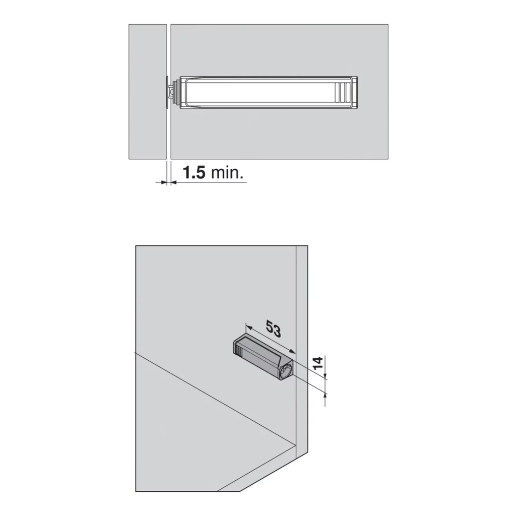 TIP-ON 956.1004 adapter 956.1201 krótki Szary BLUM