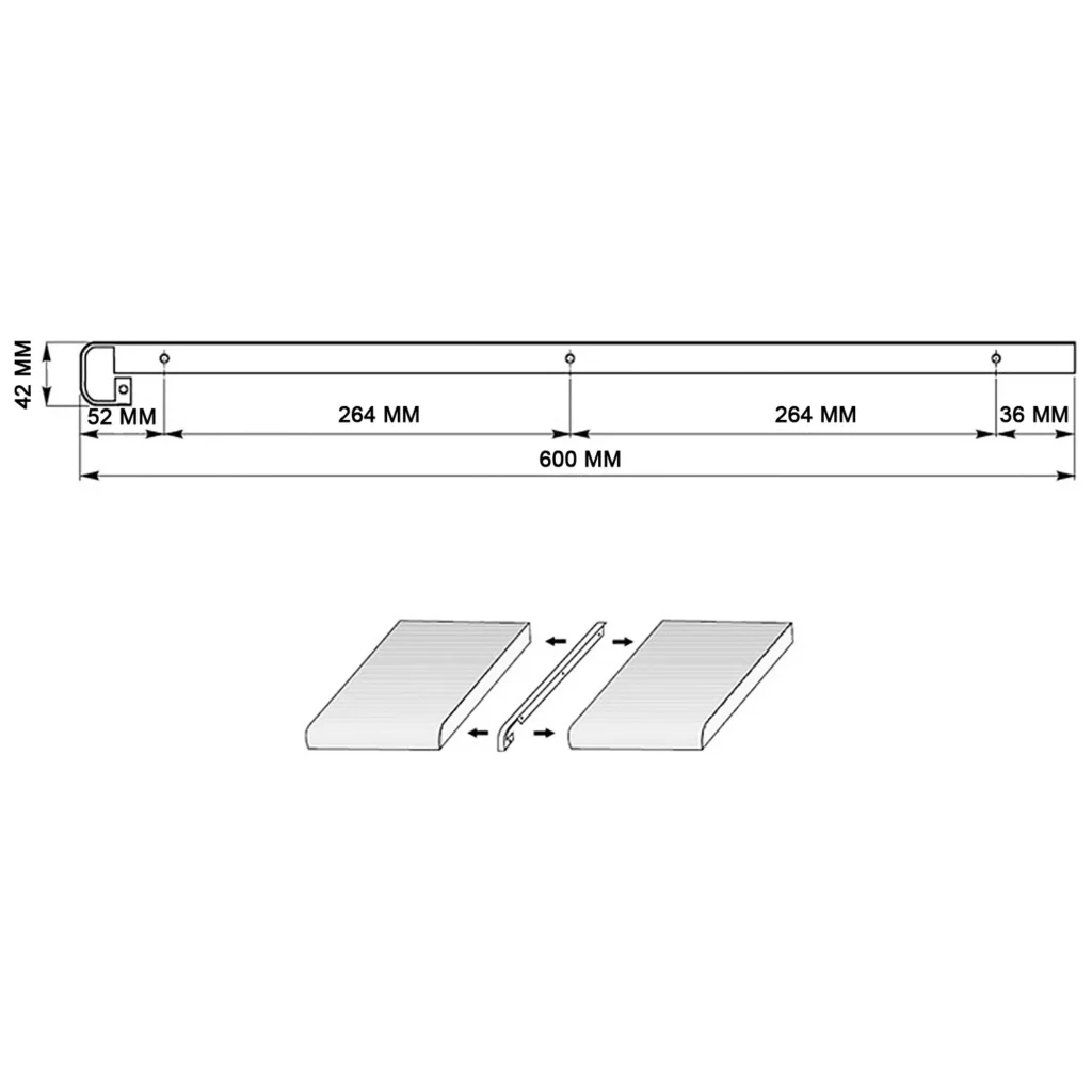 Listwa szczelinowa do blatu kuchennego 38mm LEBA