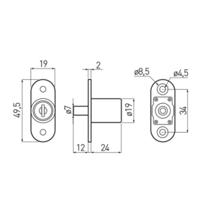 Zamek meblowy B-105 bolcowy GTV