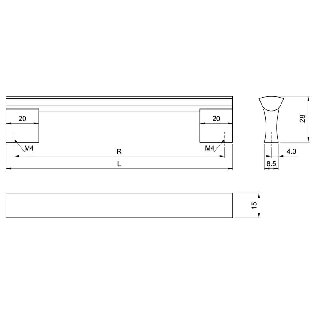 Uchwyt meblowy do szafek LCK-311 Aluminium LEBA