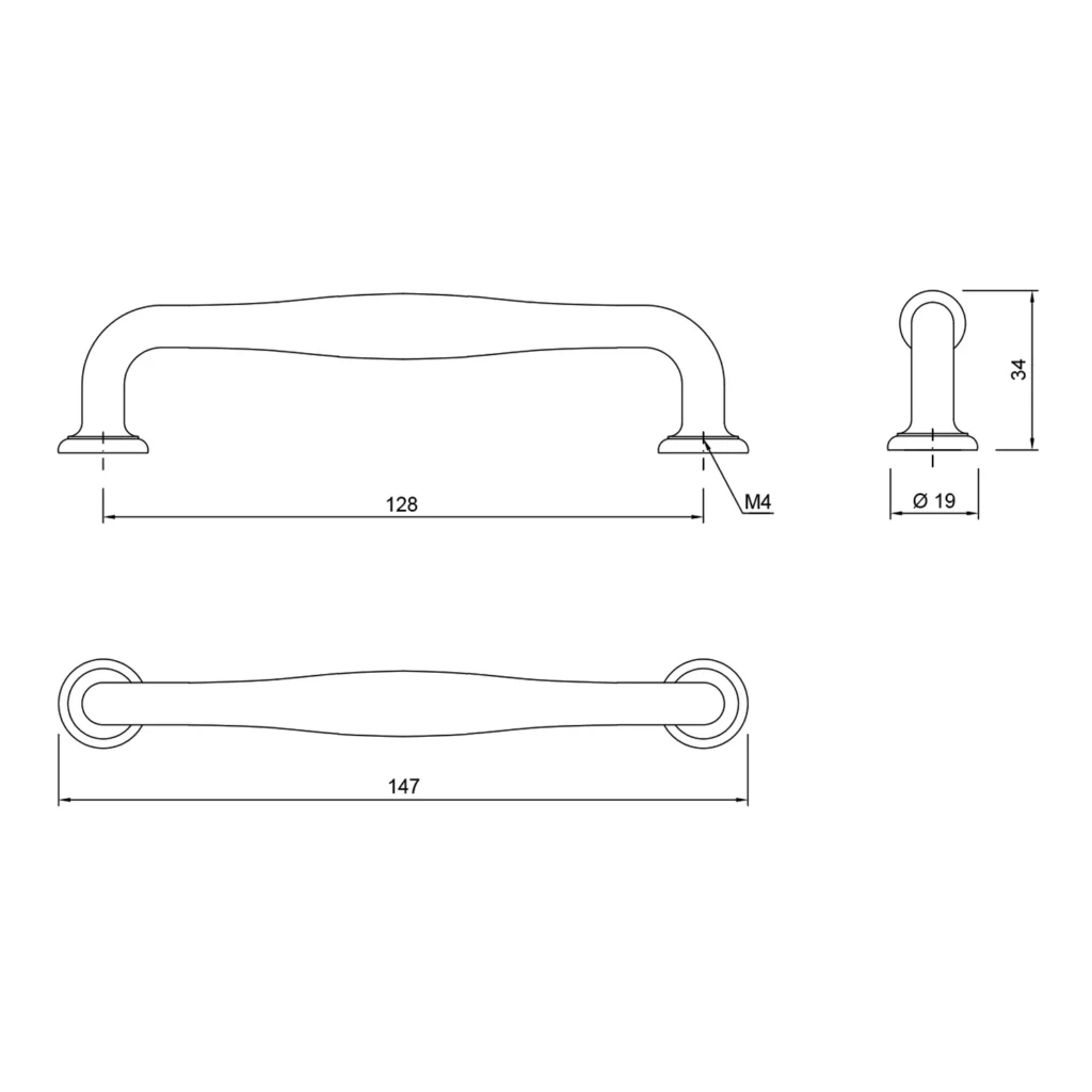 Uchwyt meblowy do szafek LCK-70 rozstaw 128mm Czarny LEBA