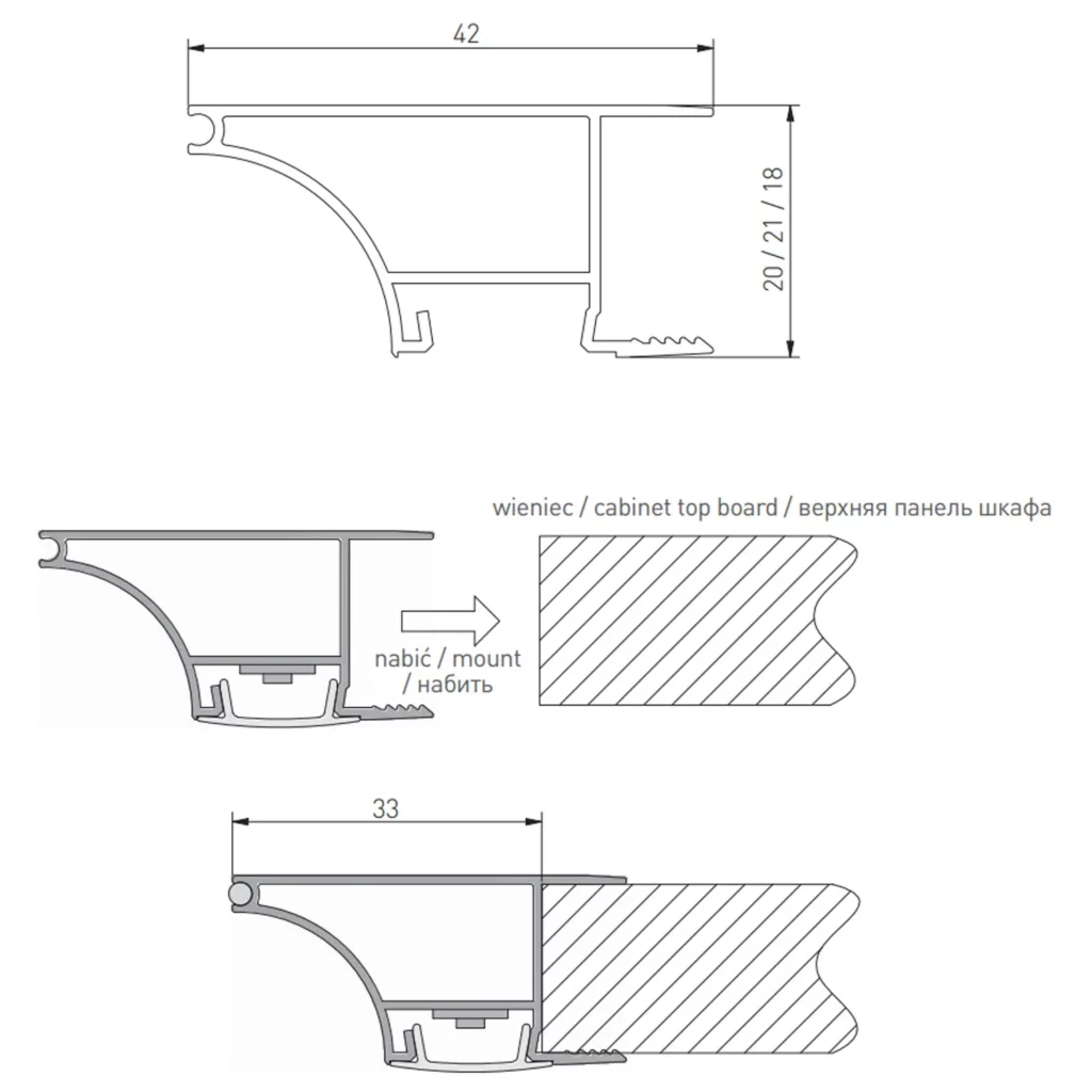 Profil aluminiowy GLAX wieńcowy 3m GTV