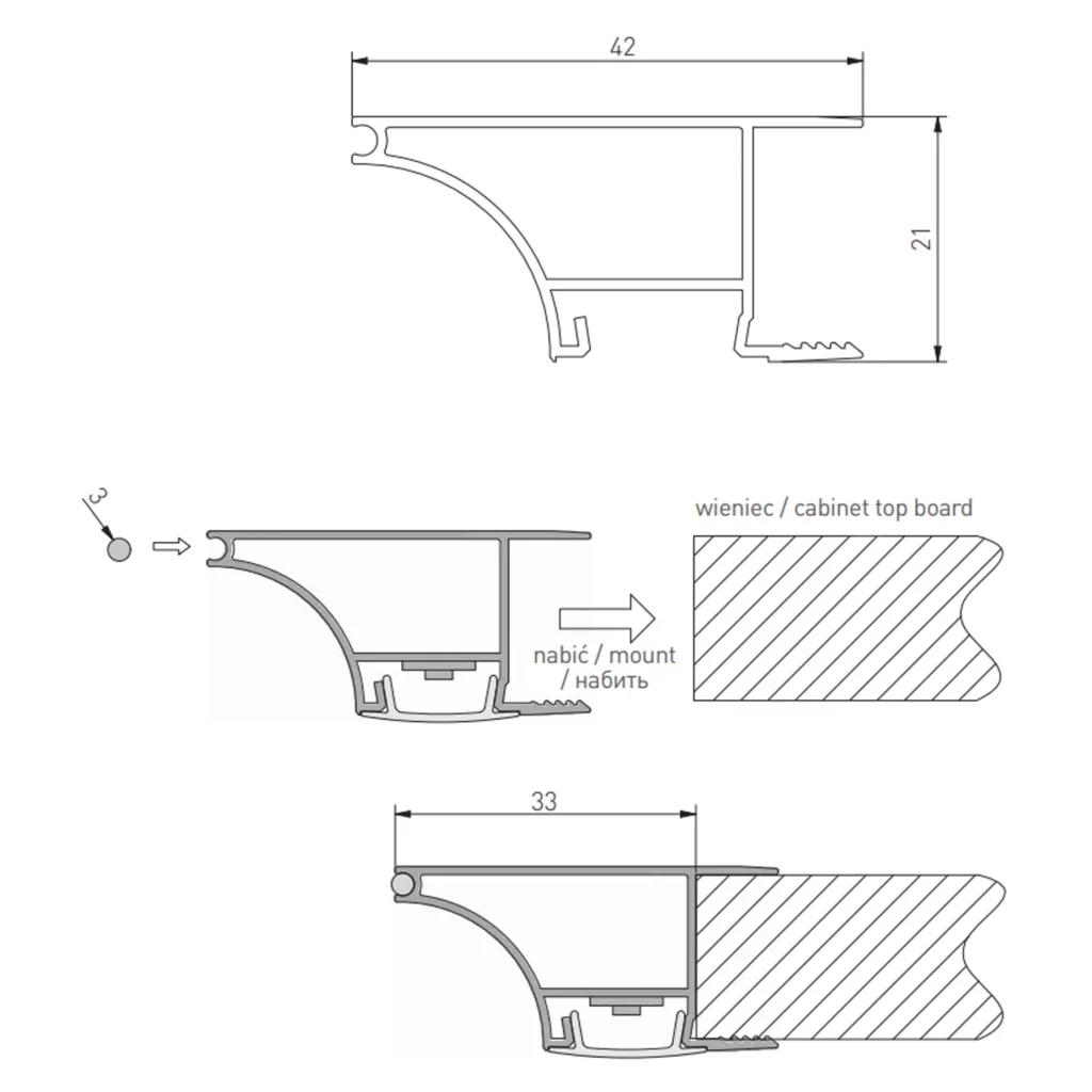 Profil aluminiowy LED wieńcowy GLAX 2m - srebrny GTV