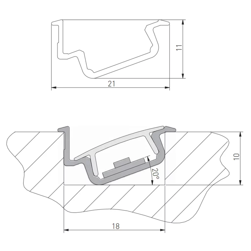 Profil aluminiowy GLAX wpuszczany kątowy 2m - srebrny GTV