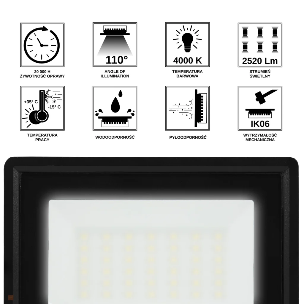 Halogen Lampa Naświetlacz LED LFK2 30W biały neutralny BEMKO