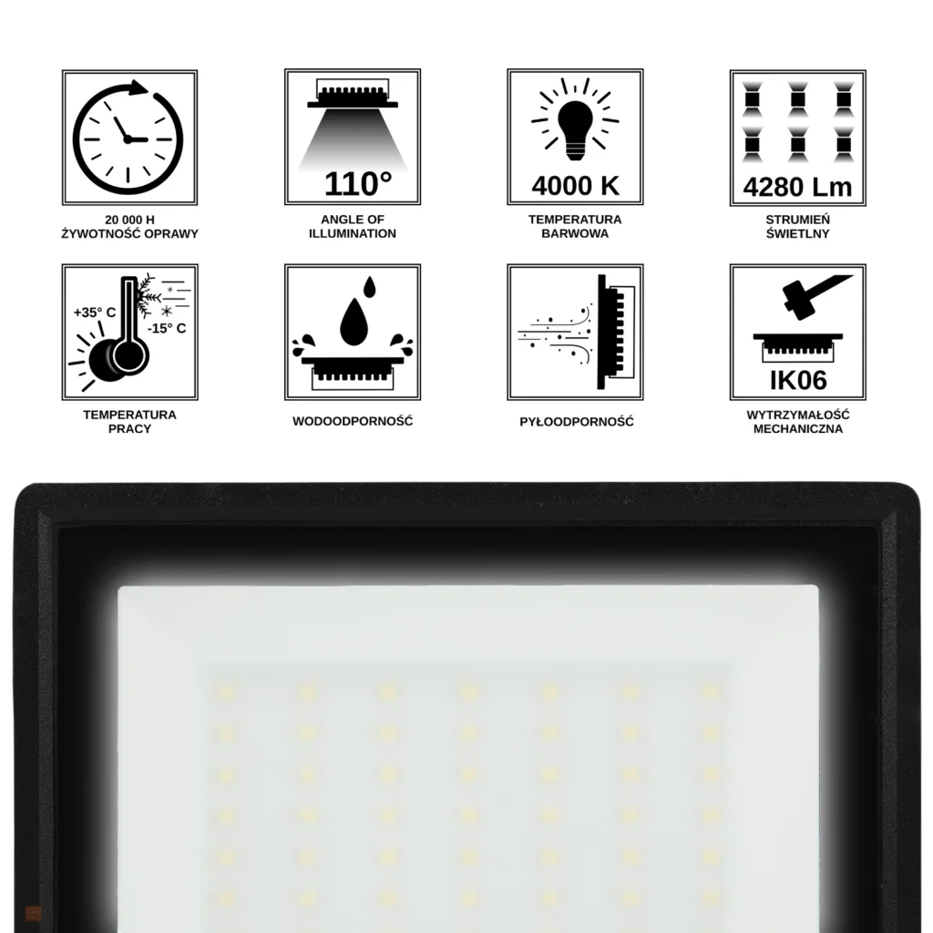 Halogen Lampa Naświetlacz LED LFK2 50W biały neutralny BEMKO