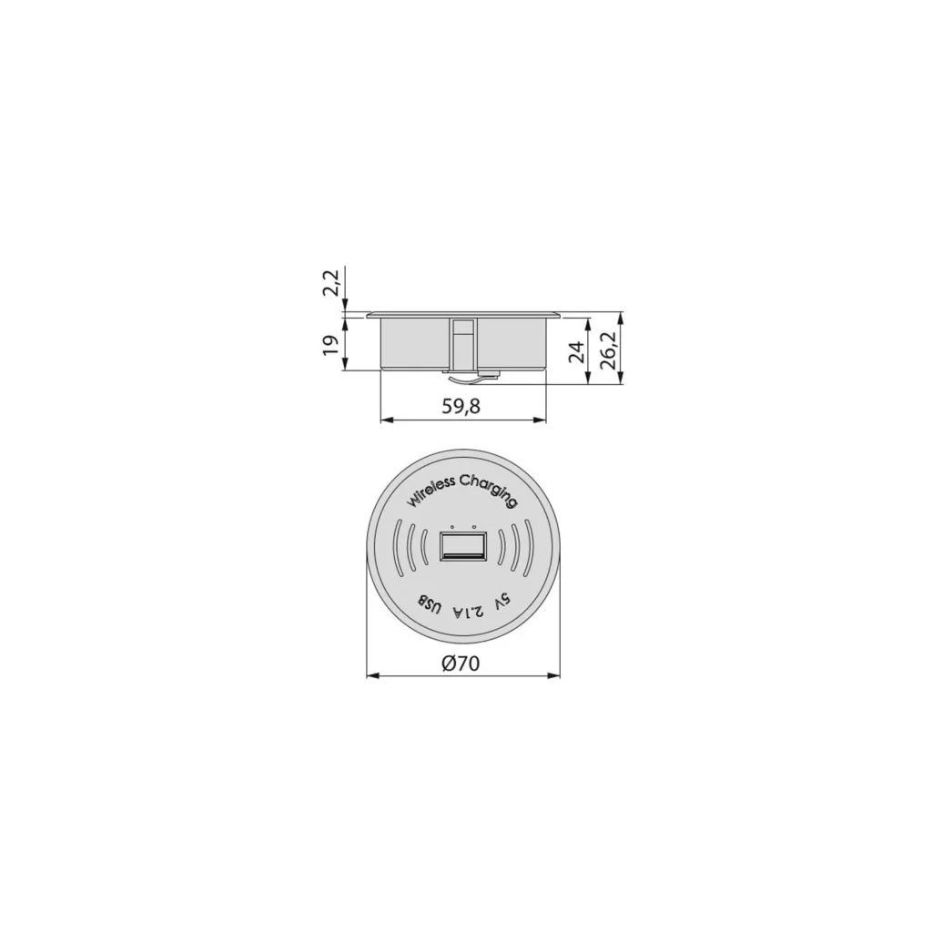 Ładowarka bezprzewodowa indukcyjna z gniazdem USB Airtop Emuca