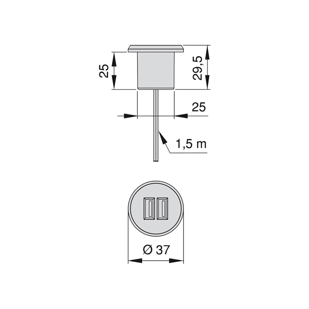 Ładowarka wpuszczana fi 37mm 2xUSB Plugy Emuca