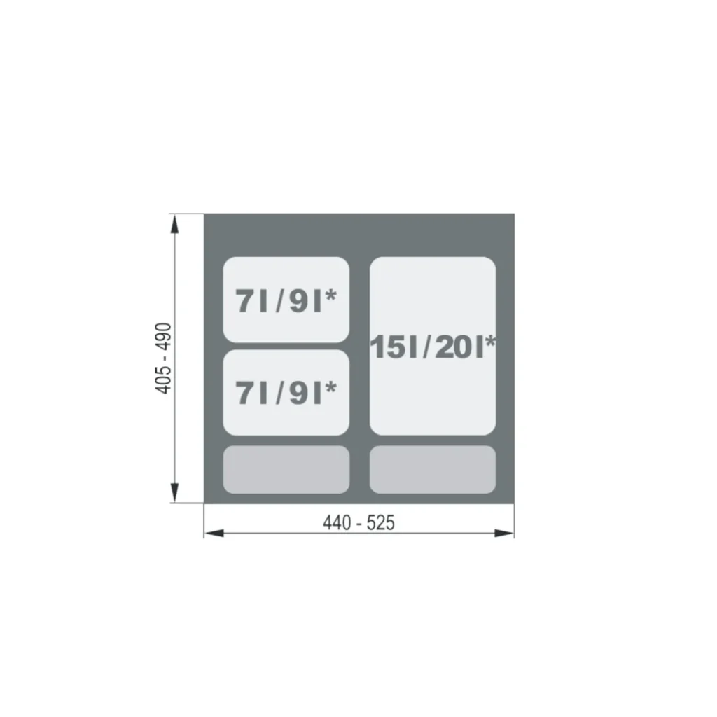 Kosz Segregator na śmieci Sortownik 60 1x15-20L 2x7-9L PRAKTIKO Rejs