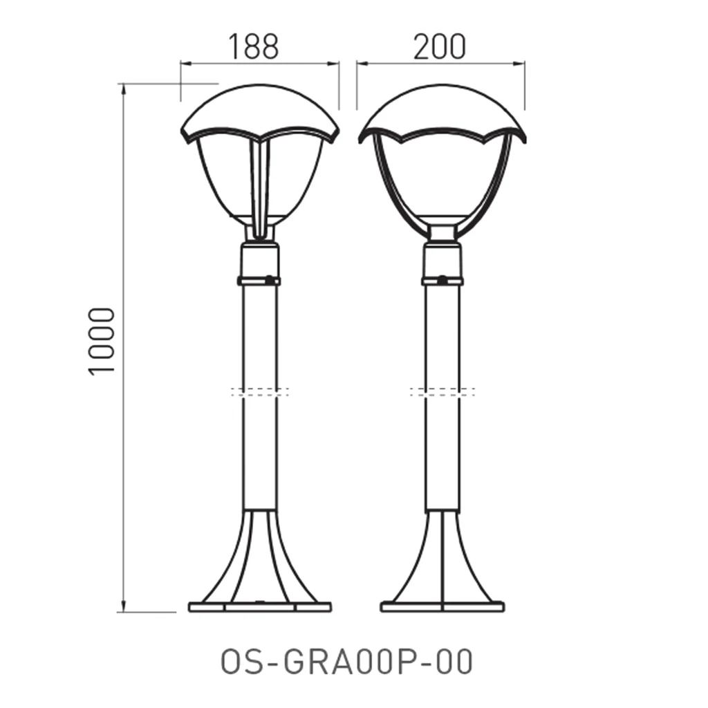 Lampa ogrodowa stojąca słupek 100cm GRANDE czarna GTV