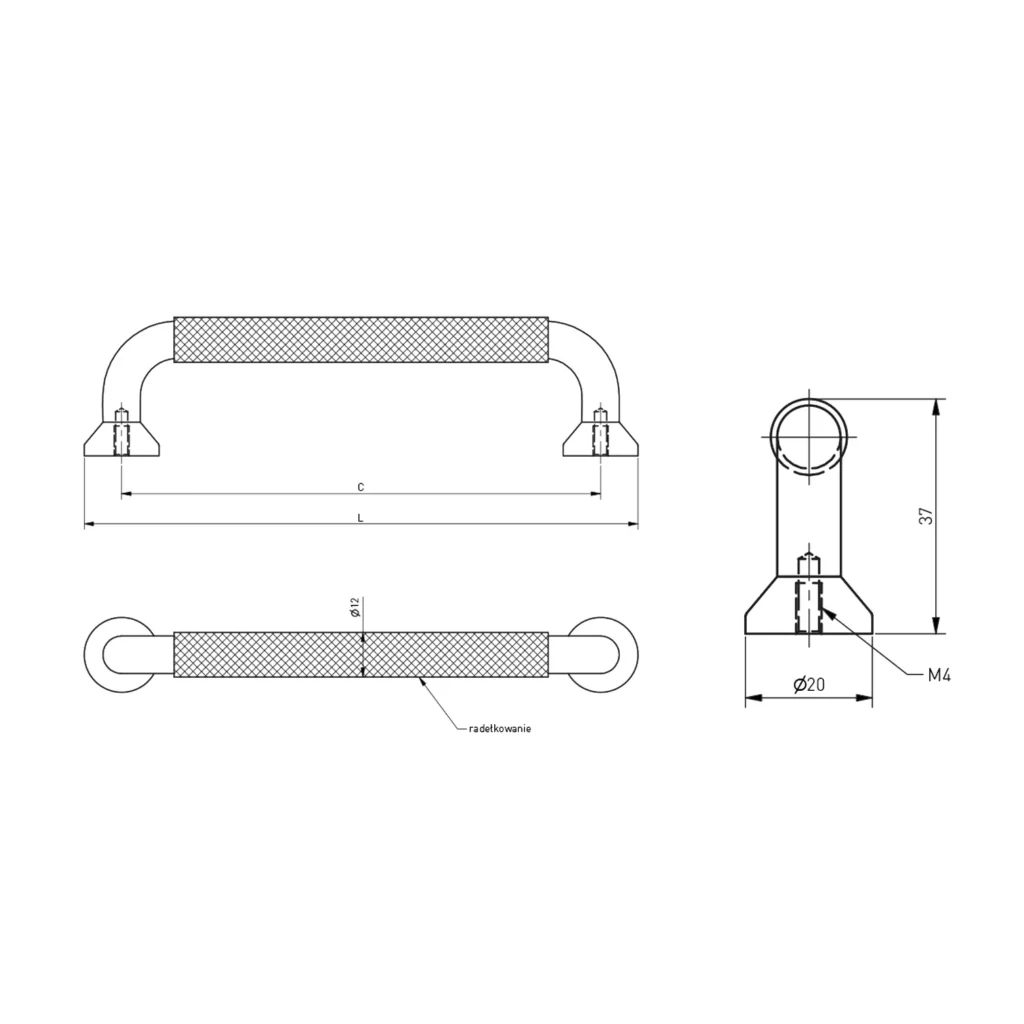 Uchwyt meblowy do szafek Structure rozstaw 192mm Czarny GTV