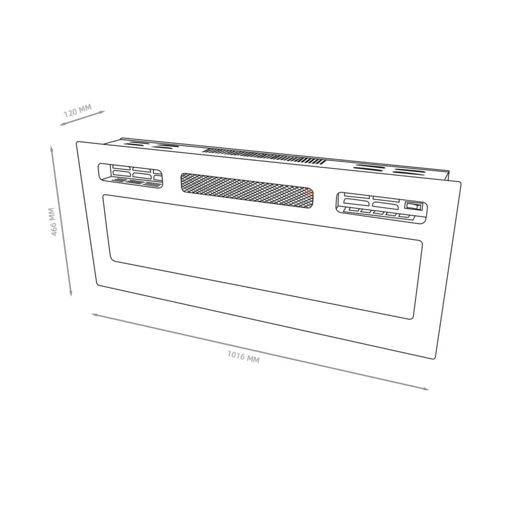 Kominek elektryczny wkład LED "C" 101.6x46.6cm konwektor - czarny