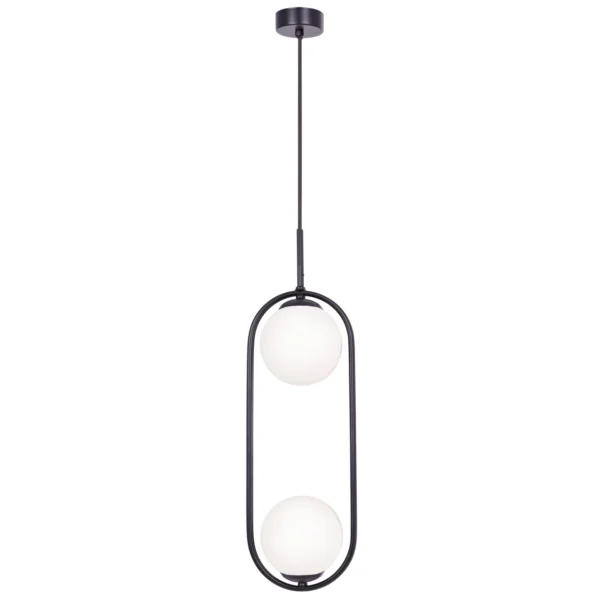 Lampa wisząca z białymi okrągłymi kloszami K-5101 z serii PARVA czarna