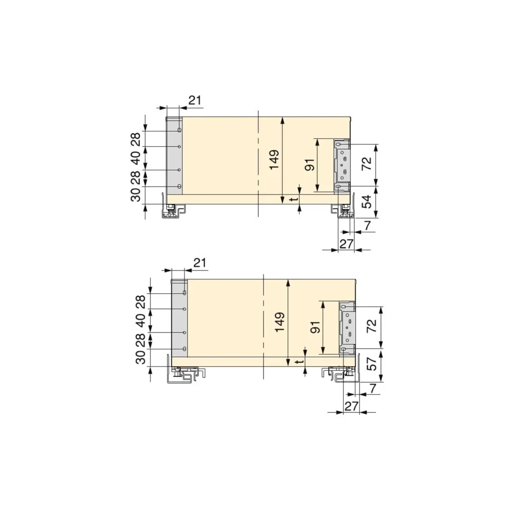 Boki do szuflady SIMPLEX H-159 wysokie