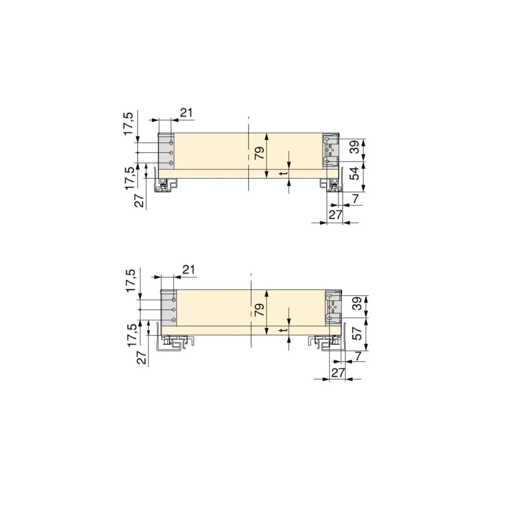 Boki do szuflady SIMPLEX H-88 niskie