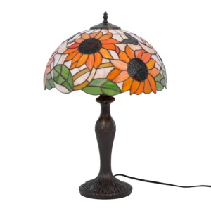 Witrażowa lampa stołowa K-G16814 z serii SUNFLOWER