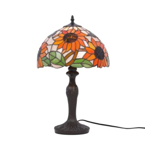 Witrażowa lampa stołowa K-G12814 z serii SUNFLOWER