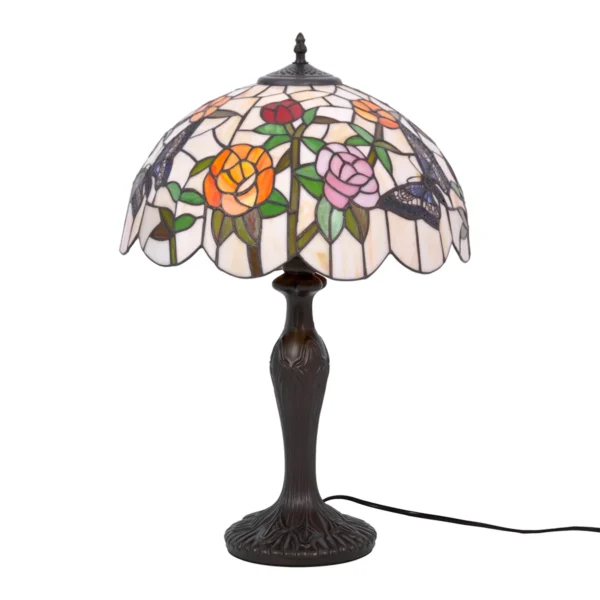 Witrażowa lampa stołowa do stylowego salonu K-G16835 z serii ROSE