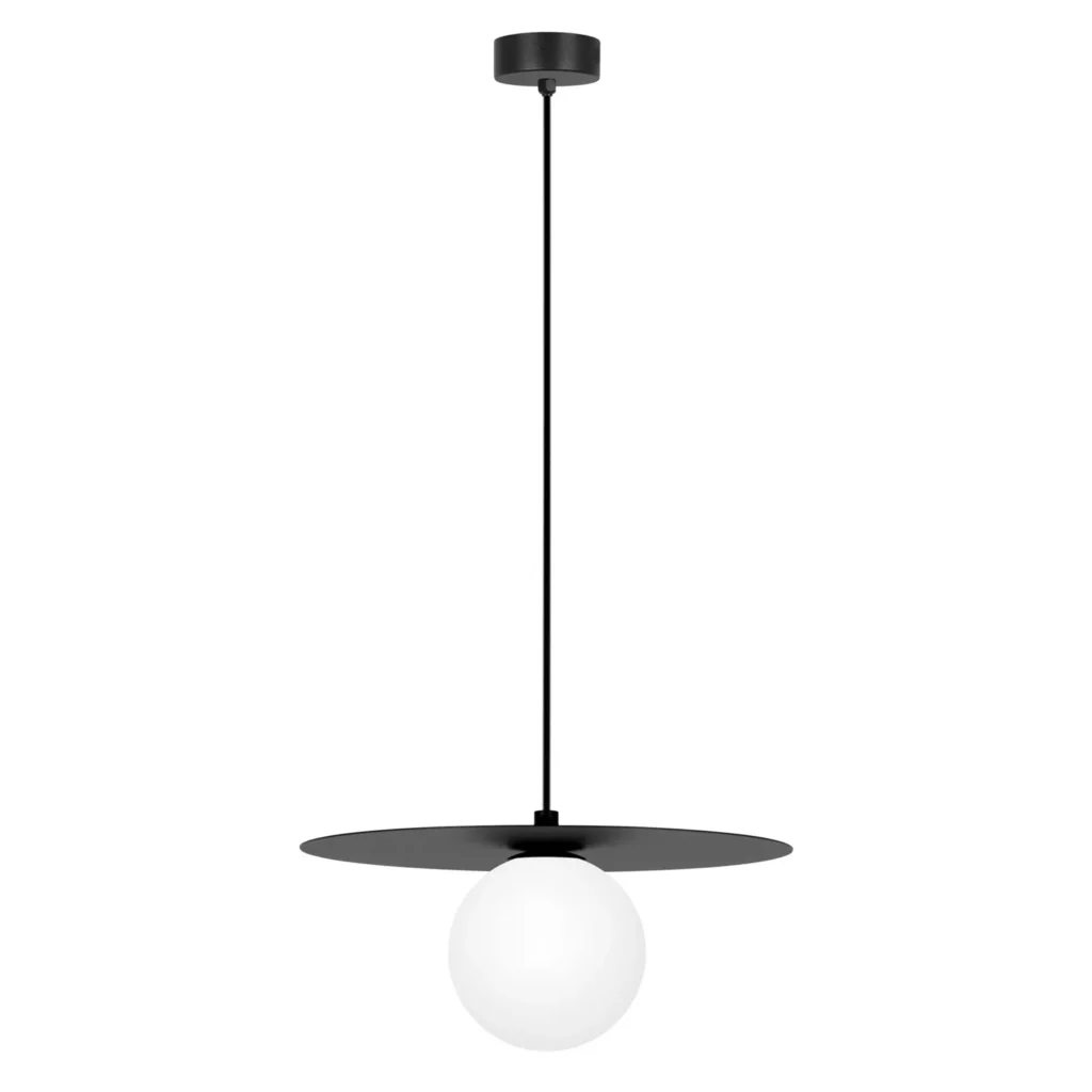 Czarna klasyczna lampa wisząca z kloszem K-5436 z serii ROBIN