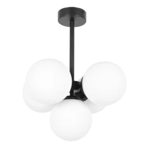 Czarno-biała lampa sufitowa z pięcioma kloszami K-5361 z serii INEZ