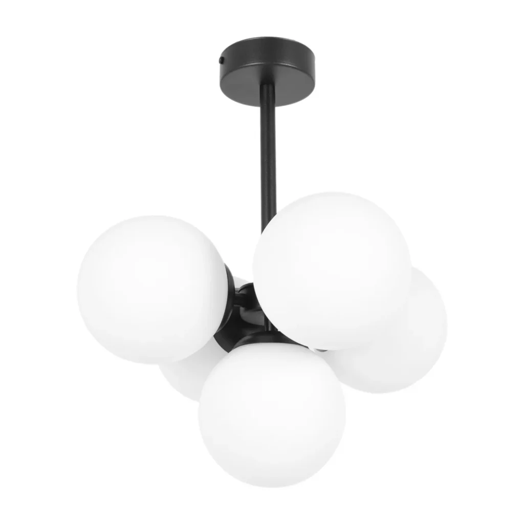 Czarno-biała lampa sufitowa z pięcioma kloszami K-5361 z serii INEZ