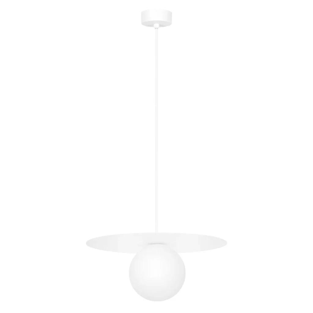 Biała klasyczna lampa wisząca z kloszem ⌀10 cm K-5431 z serii ROBIN