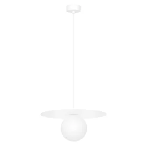 Biała klasyczna lampa wisząca z kloszem ⌀10 cm K-5431 z serii ROBIN