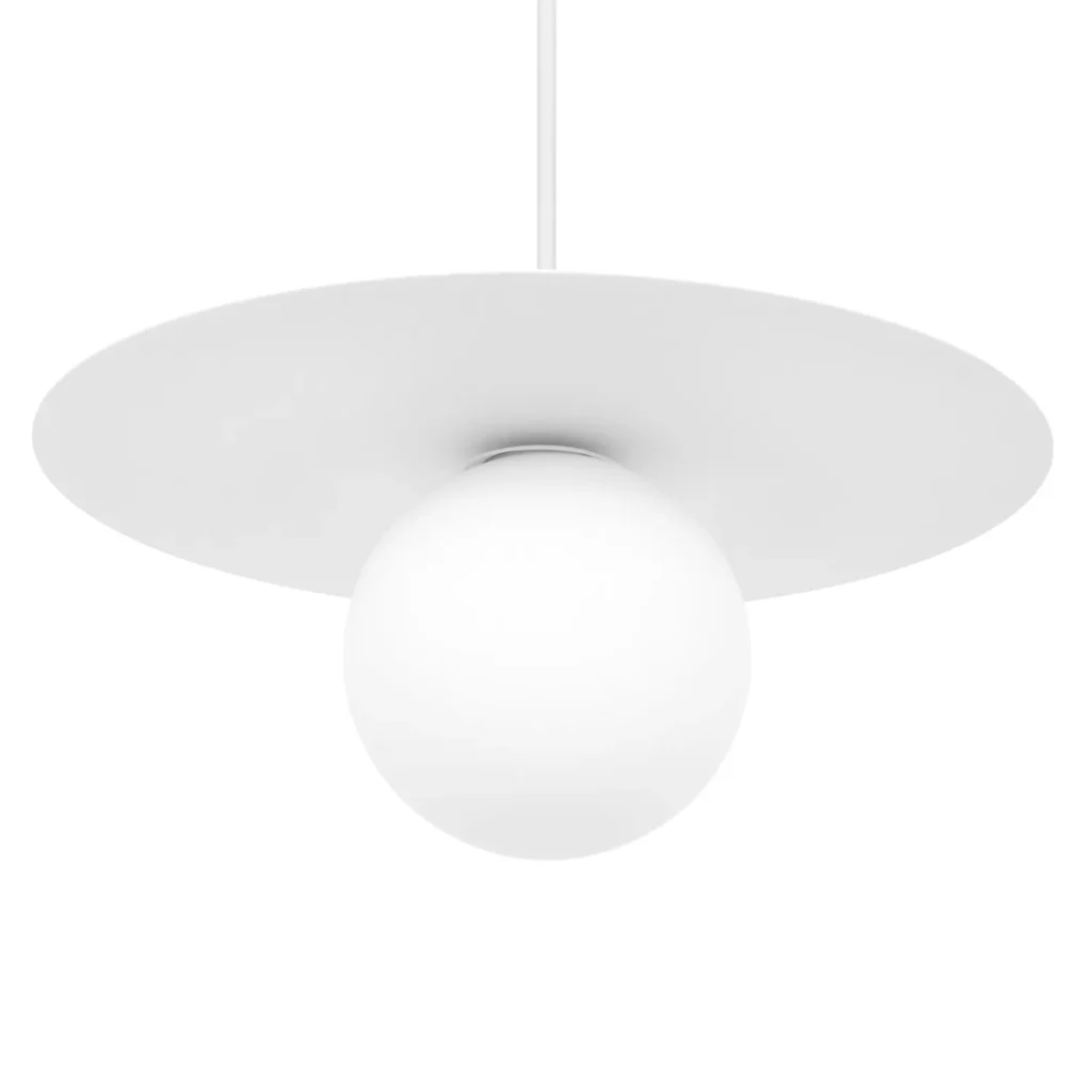 Biała klasyczna lampa wisząca z kloszem ⌀10 cm K-5431 z serii ROBIN