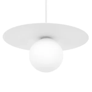 Biała klasyczna lampa wisząca z kloszem ⌀10 cm K-5431 z serii ROBIN