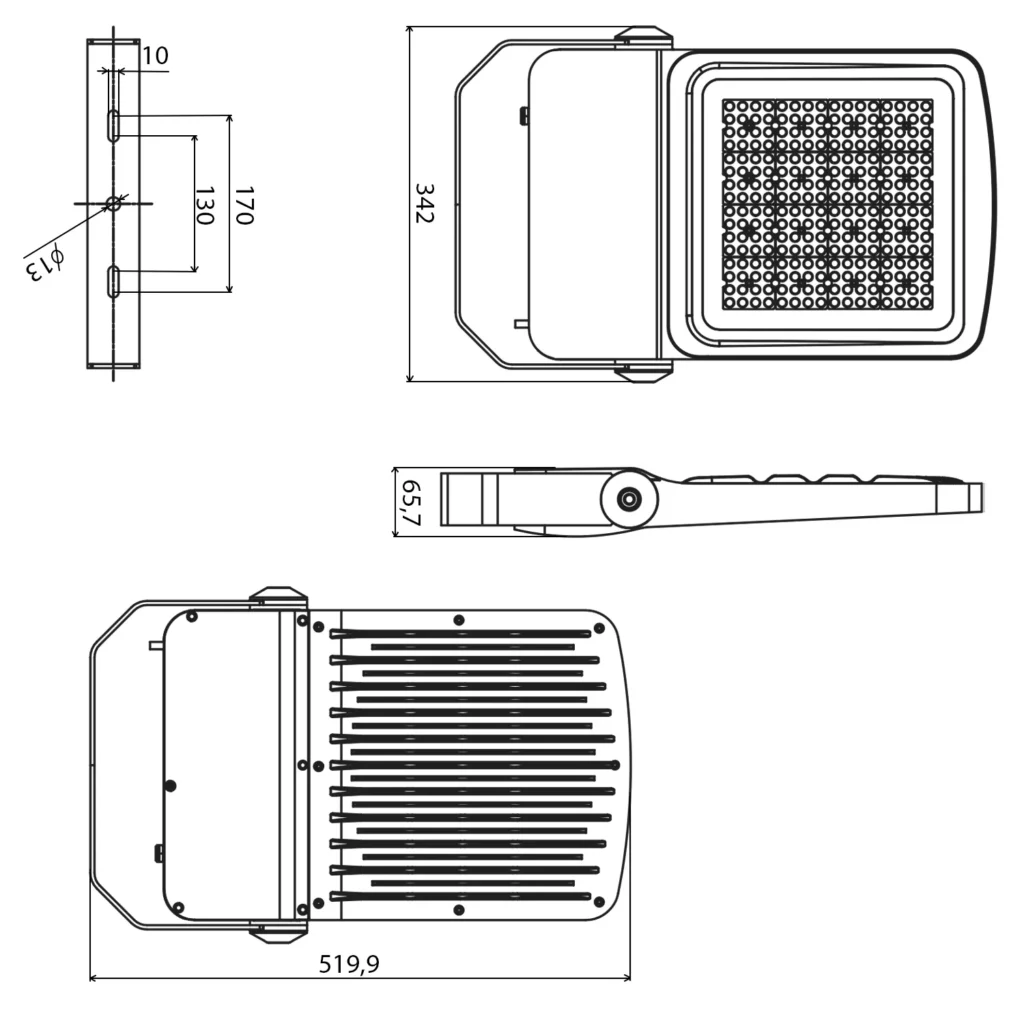 Naświetlacz lampa LED Campus 200W 3000K 30000lm IP66 90X90 - szary