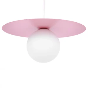 Różowa, pastelowa lampa wisząca z kloszem K-5441 z serii ROBIN