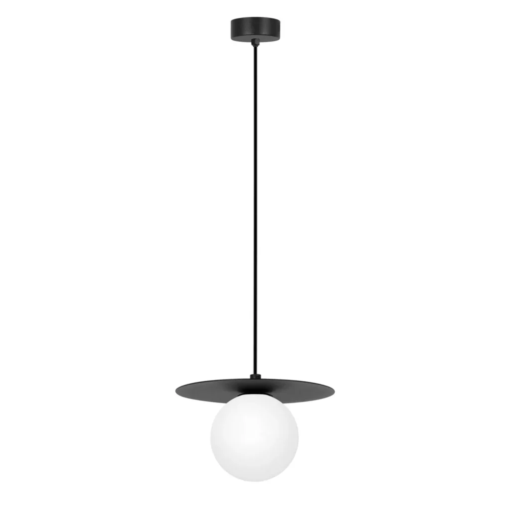 Czarna klasyczna lampa wisząca z kloszem K-5435 z serii ROBIN