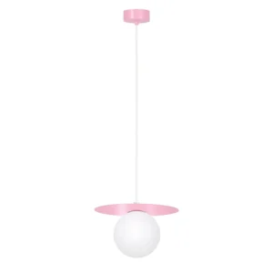 Różowa, pastelowa lampa wisząca z kloszem K-5440 z serii ROBIN