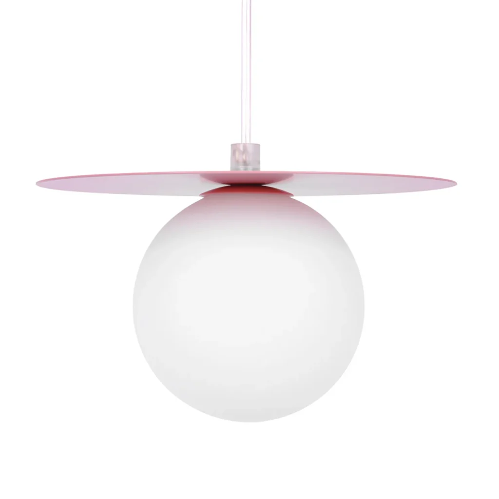 Różowa, pastelowa lampa wisząca z kloszem K-5440 z serii ROBIN