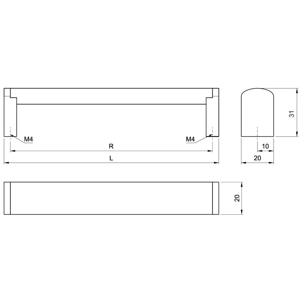 Uchwyt meblowy do szafek LCK-180 rozstaw 320mm Inox