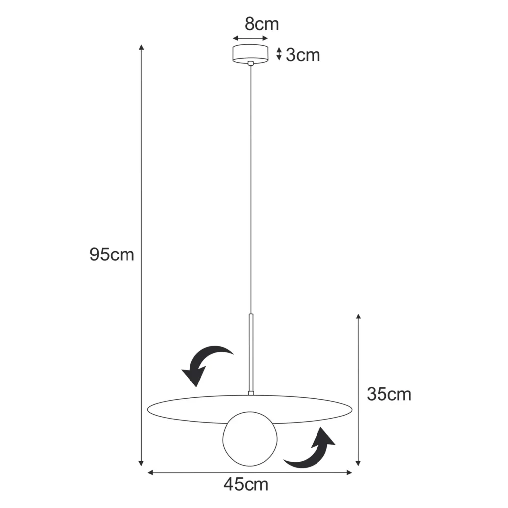 Lampa wisząca z czarną tarczą o regulowanym kącie nachylenia K-5372 SANTE