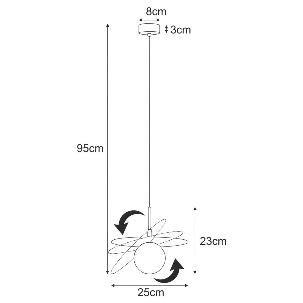 Lampa wisząca z czarną tarczą o regulowanym kącie nachylenia K-5371 SANTE