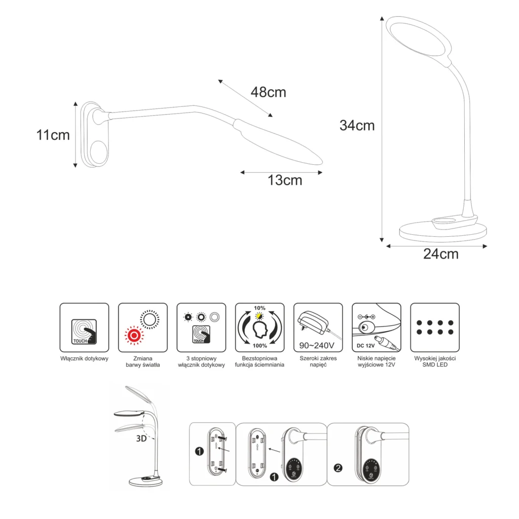 Lampka biurkowa LED K-BL1153 CZARNA z serii GAJA