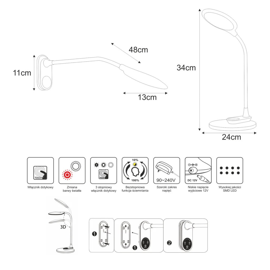 Lampka biurkowa LED K-BL1153 BIAŁA z serii GAJA