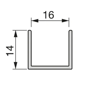 Profil do drzwi przesuwnych Placard U16x14 2.35m