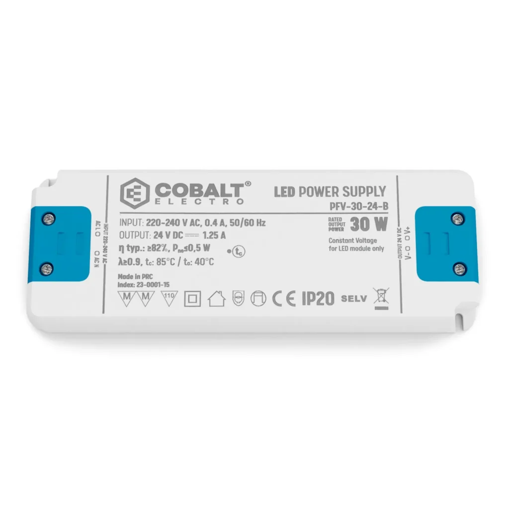 Zasilacz montażowy CobaltElectro do taśm LED 24V 30W IP20 PFV-30-24-B