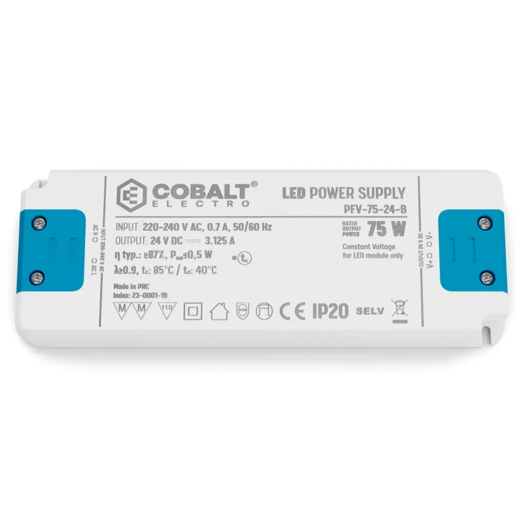 Zasilacz montażowy CobaltElectro do taśm LED 24V 75W IP20 PFV-75-24-B